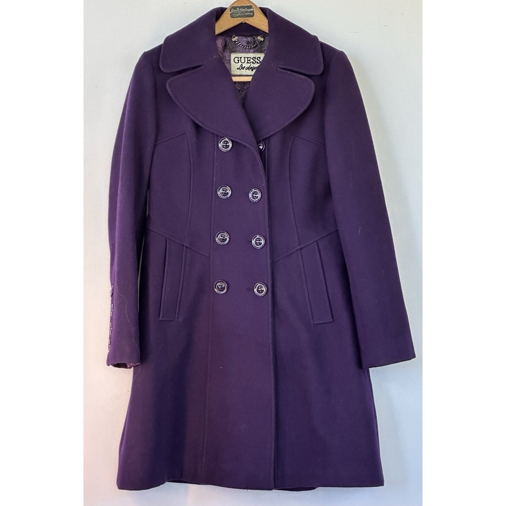 Guess Purple Wool Pea Coat Mid length Classy Feminine Women's M